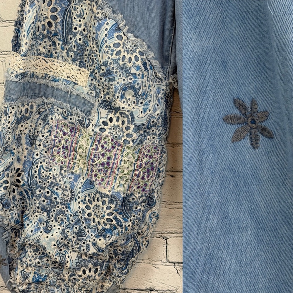 POL Patchwork Denim Lace Joggers - image 3